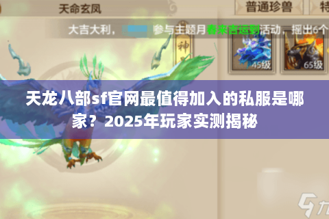 天龙八部sf官网最值得加入的私服是哪家？2025年玩家实测揭秘