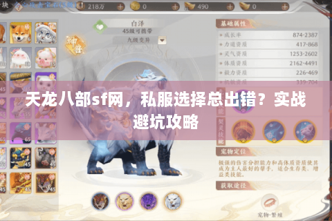 天龙八部sf网，私服选择总出错？实战避坑攻略