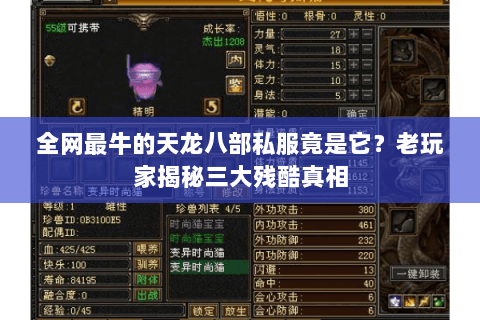 全网最牛的天龙八部私服竟是它？老玩家揭秘三大残酷真相