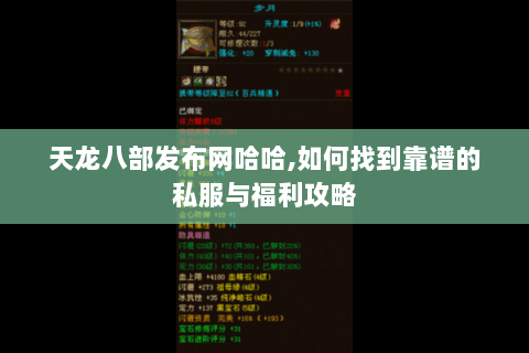 天龙八部发布网哈哈,如何找到靠谱的私服与福利攻略 天龙八部发布网哈哈,如何找到靠谱的私服与福利攻略