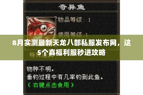 8月实测最新天龙八部私服发布网，这5个真福利服秒进攻略