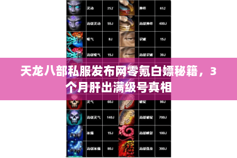 天龙八部私服发布网零氪白嫖秘籍，3个月肝出满级号真相