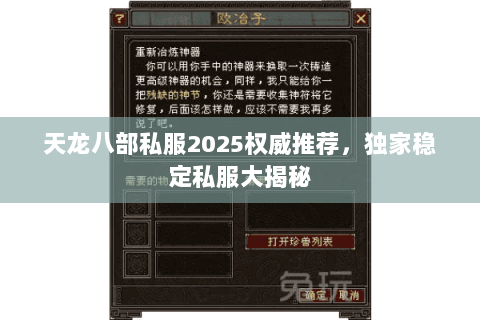 天龙八部私服2025权威推荐,独家稳定私服大揭秘 天龙八部私服2025权威推荐,独家稳定私服大揭秘