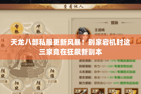 天龙八部私服更新风暴！别家宕机时这三家竟在狂飙新副本