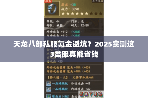 天龙八部私服氪金避坑？2025实测这3类服真能省钱