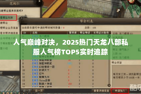 人气巅峰对决，2025热门天龙八部私服人气榜TOP5实时追踪