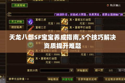 天龙八部SF宝宝养成指南,5个技巧解决资质提升难题 天龙八部SF宝宝养成指南,5个技巧解决资质提升难题