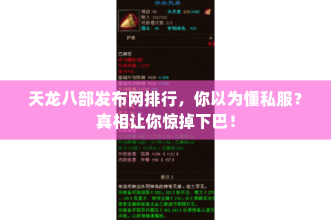 天龙八部发布网排行,你以为懂私服?真相让你惊掉下巴! 天龙八部发布网排行,你以为懂私服?真相让你惊掉下巴!