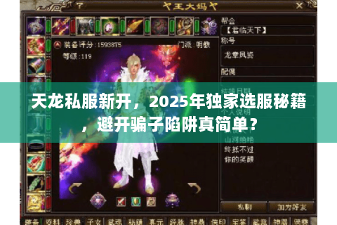天龙私服新开，2025年独家选服秘籍，避开骗子陷阱真简单？