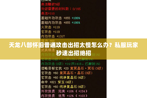 天龙八部怀旧普通攻击出招太慢怎么办？私服玩家秒速出招绝招