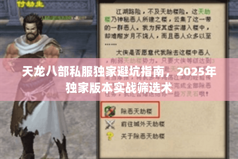 天龙八部私服独家避坑指南，2025年独家版本实战筛选术