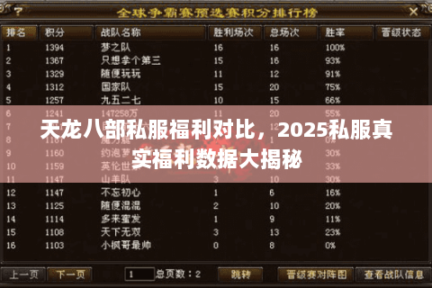 天龙八部私服福利对比,2025私服真实福利数据大揭秘 天龙八部私服福利对比,2025私服真实福利数据大揭秘