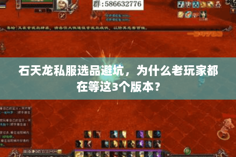 石天龙私服选品避坑,为什么老玩家都在等这3个版本? 石天龙私服选品避坑,为什么老玩家都在等这3个版本?