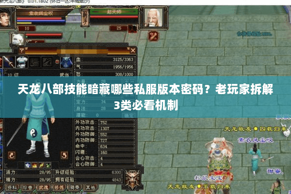 天龙八部技能暗藏哪些私服版本密码？老玩家拆解3类必看机制