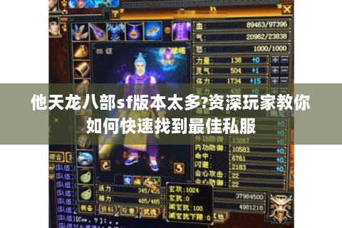 他天龙八部sf版本太多?资深玩家教你如何快速找到最佳私服