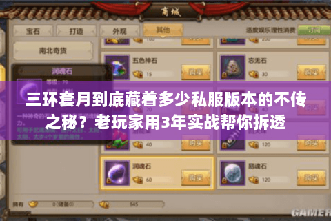 三环套月到底藏着多少私服版本的不传之秘？老玩家用3年实战帮你拆透