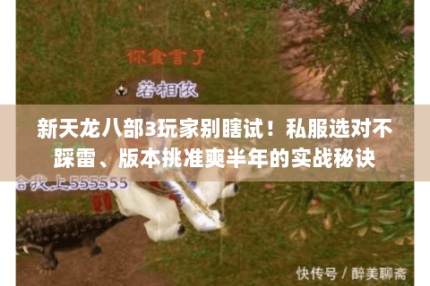 新天龙八部3玩家别瞎试！私服选对不踩雷、版本挑准爽半年的实战秘诀
