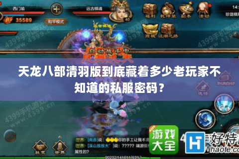 天龙八部清羽版到底藏着多少老玩家不知道的私服密码? 天龙八部清羽版到底藏着多少老玩家不知道的私服密码?