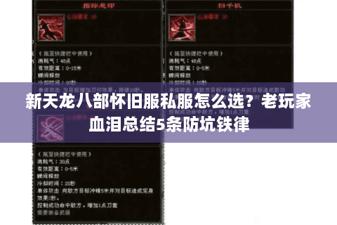 新天龙八部怀旧服私服怎么选?老玩家血泪总结5条防坑铁律 新天龙八部怀旧服私服怎么选?老玩家血泪总结5条防坑铁律