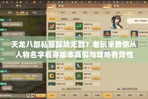 天龙八部私服踩坑无数?老玩家教你从人物名字看穿版本真假与攻略有效性 天龙八部私服踩坑无数?老玩家教你从人物名字看穿版本真假与攻略有效性