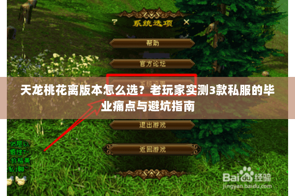 天龙桃花离版本怎么选？老玩家实测3款私服的毕业痛点与避坑指南