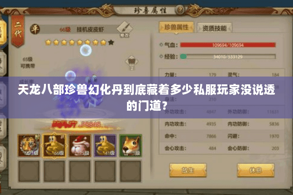 天龙八部珍兽幻化丹到底藏着多少私服玩家没说透的门道? 天龙八部珍兽幻化丹到底藏着多少私服玩家没说透的门道?