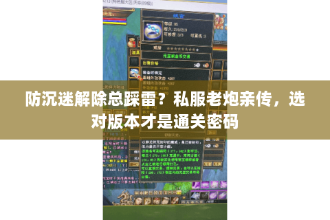 防沉迷解除总踩雷？私服老炮亲传，选对版本才是通关密码