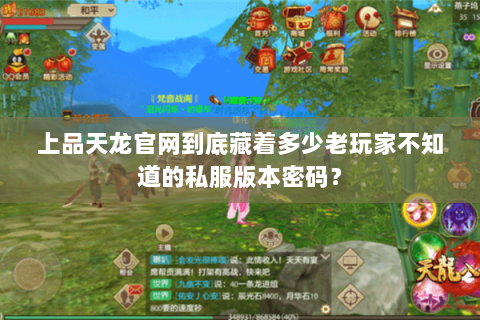 上品天龙官网到底藏着多少老玩家不知道的私服版本密码? 上品天龙官网到底藏着多少老玩家不知道的私服版本密码?