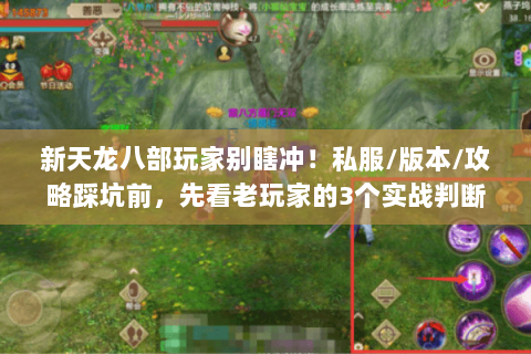 新天龙八部玩家别瞎冲！私服/版本/攻略踩坑前，先看老玩家的3个实战判断