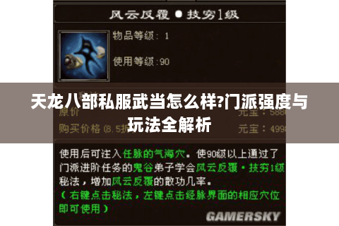 天龙八部私服武当怎么样?门派强度与玩法全解析 天龙八部私服武当怎么样?门派强度与玩法全解析