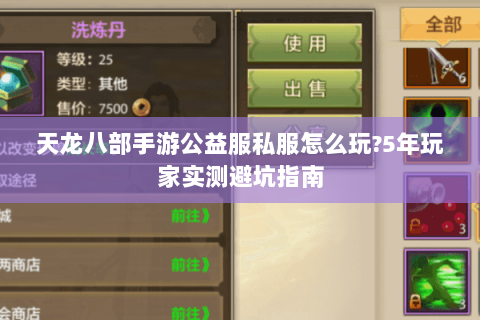 天龙八部手游公益服私服怎么玩?5年玩家实测避坑指南 天龙八部手游公益服私服怎么玩?5年玩家实测避坑指南