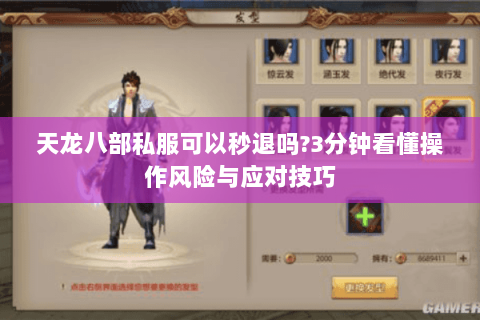 天龙八部私服可以秒退吗?3分钟看懂操作风险与应对技巧