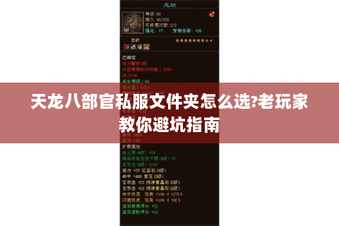 天龙八部官私服文件夹怎么选?老玩家教你避坑指南