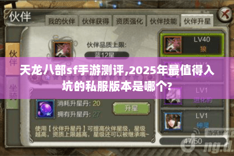 天龙八部sf手游测评,2025年最值得入坑的私服版本是哪个?