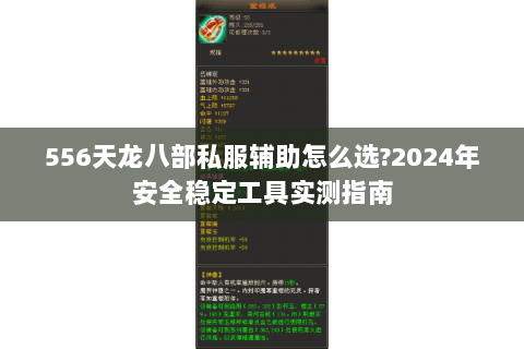 556天龙八部私服辅助怎么选?2024年安全稳定工具实测指南