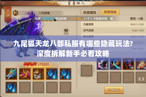 九尾狐天龙八部私服有哪些隐藏玩法?深度拆解新手必看攻略