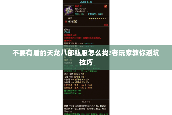 不要有盾的天龙八部私服怎么找?老玩家教你避坑技巧 不要有盾的天龙八部私服怎么找?老玩家教你避坑技巧