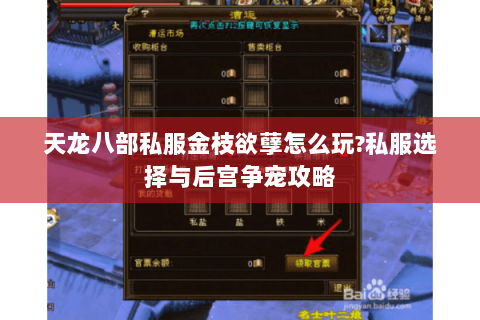 天龙八部私服金枝欲孽怎么玩?私服选择与后宫争宠攻略