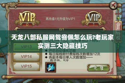 天龙八部私服网鸳鸯佩怎么玩?老玩家实测三大隐藏技巧 天龙八部私服网鸳鸯佩怎么玩?老玩家实测三大隐藏技巧