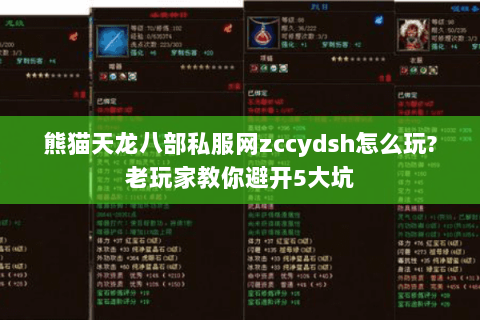 熊猫天龙八部私服网zccydsh怎么玩?老玩家教你避开5大坑