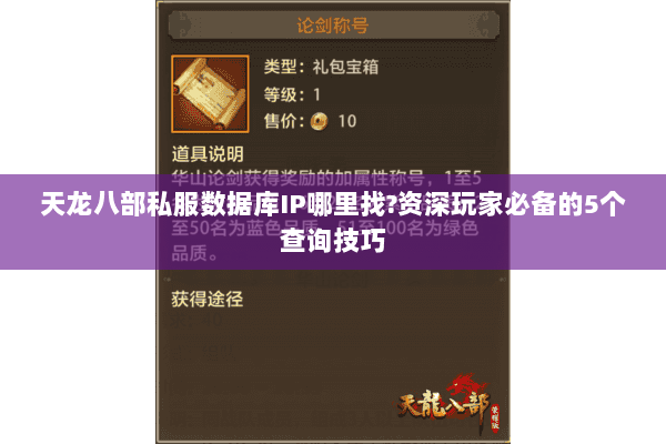 天龙八部私服数据库IP哪里找?资深玩家必备的5个查询技巧