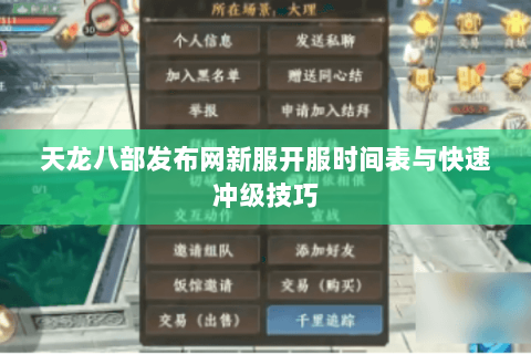 天龙八部发布网新服开服时间表与快速冲级技巧