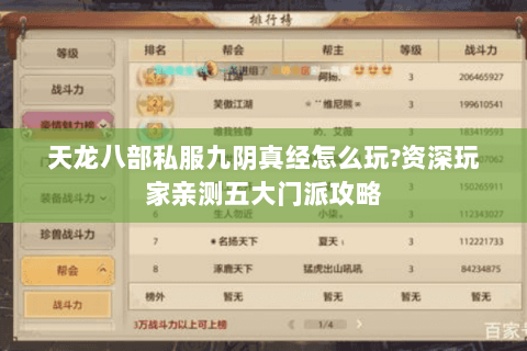 天龙八部私服九阴真经怎么玩?资深玩家亲测五大门派攻略 天龙八部私服九阴真经怎么玩?资深玩家亲测五大门派攻略
