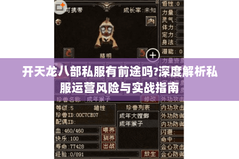 开天龙八部私服有前途吗?深度解析私服运营风险与实战指南