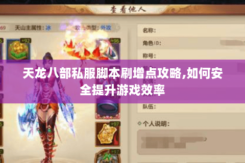 天龙八部私服脚本刷增点攻略,如何安全提升游戏效率 天龙八部私服脚本刷增点攻略,如何安全提升游戏效率