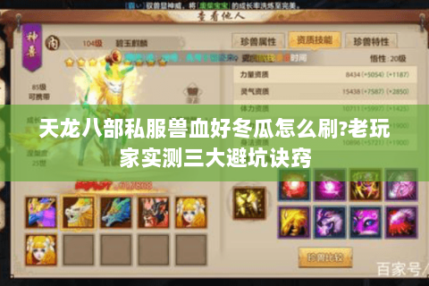 天龙八部私服兽血好冬瓜怎么刷?老玩家实测三大避坑诀窍 天龙八部私服兽血好冬瓜怎么刷?老玩家实测三大避坑诀窍