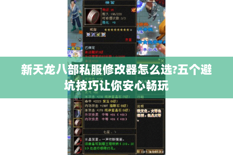 新天龙八部私服修改器怎么选?五个避坑技巧让你安心畅玩
