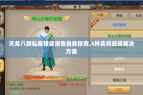 天龙八部私服错误报告自救指南,5种高频故障解决方案