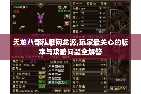 天龙八部私服网龙源,玩家最关心的版本与攻略问题全解答 天龙八部私服网龙源,玩家最关心的版本与攻略问题全解答