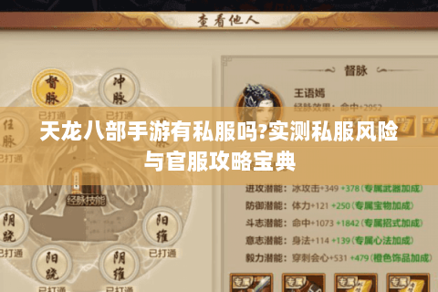 天龙八部手游有私服吗?实测私服风险与官服攻略宝典 天龙八部手游有私服吗?实测私服风险与官服攻略宝典